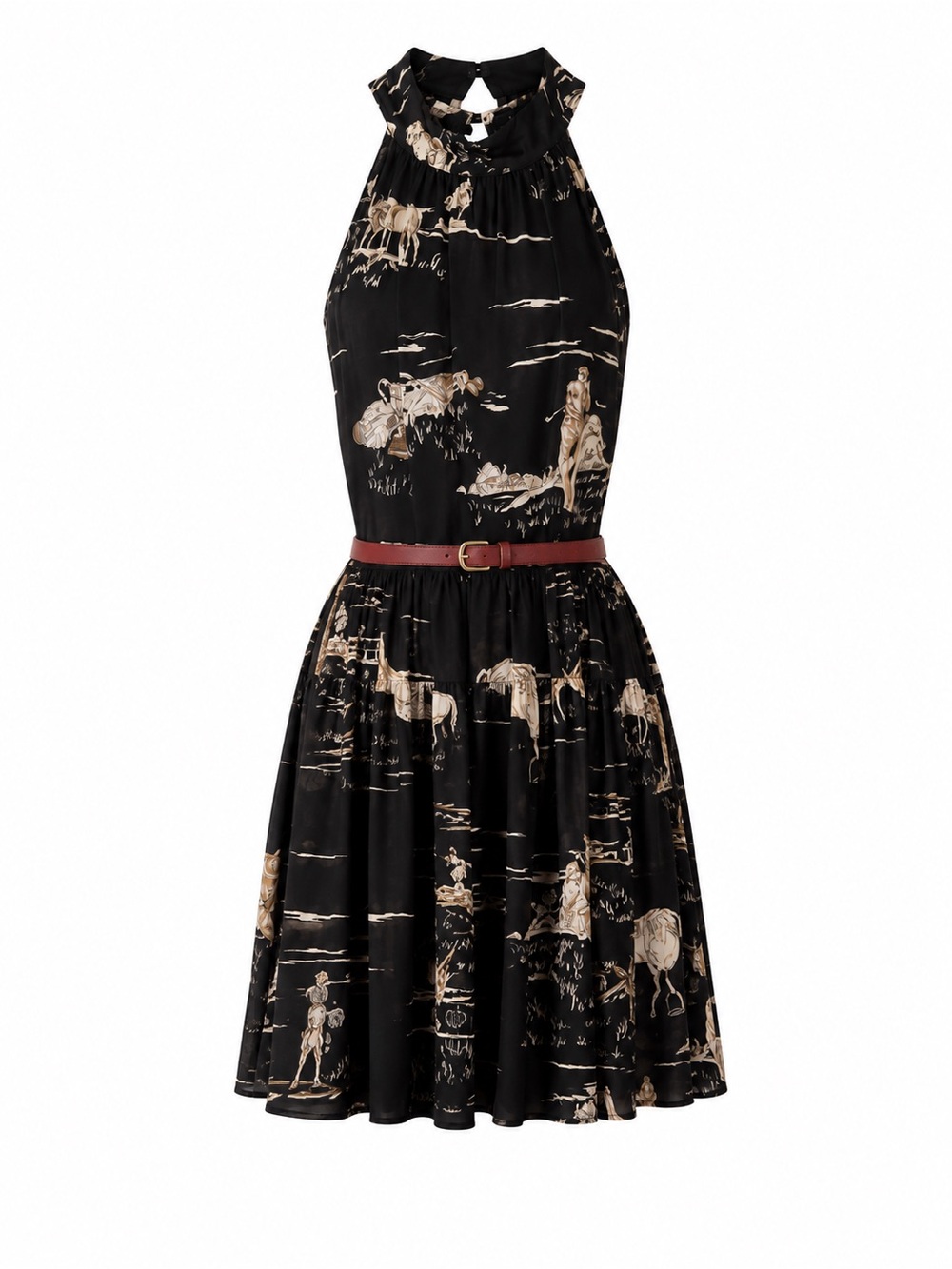 Zara dress with equestrian and golfer detail all in neutral colors - Picture 3 of 5